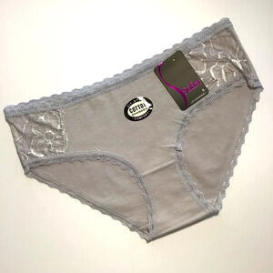 Sofra Gray Cotton and Lace Panties Underwear - Size Small